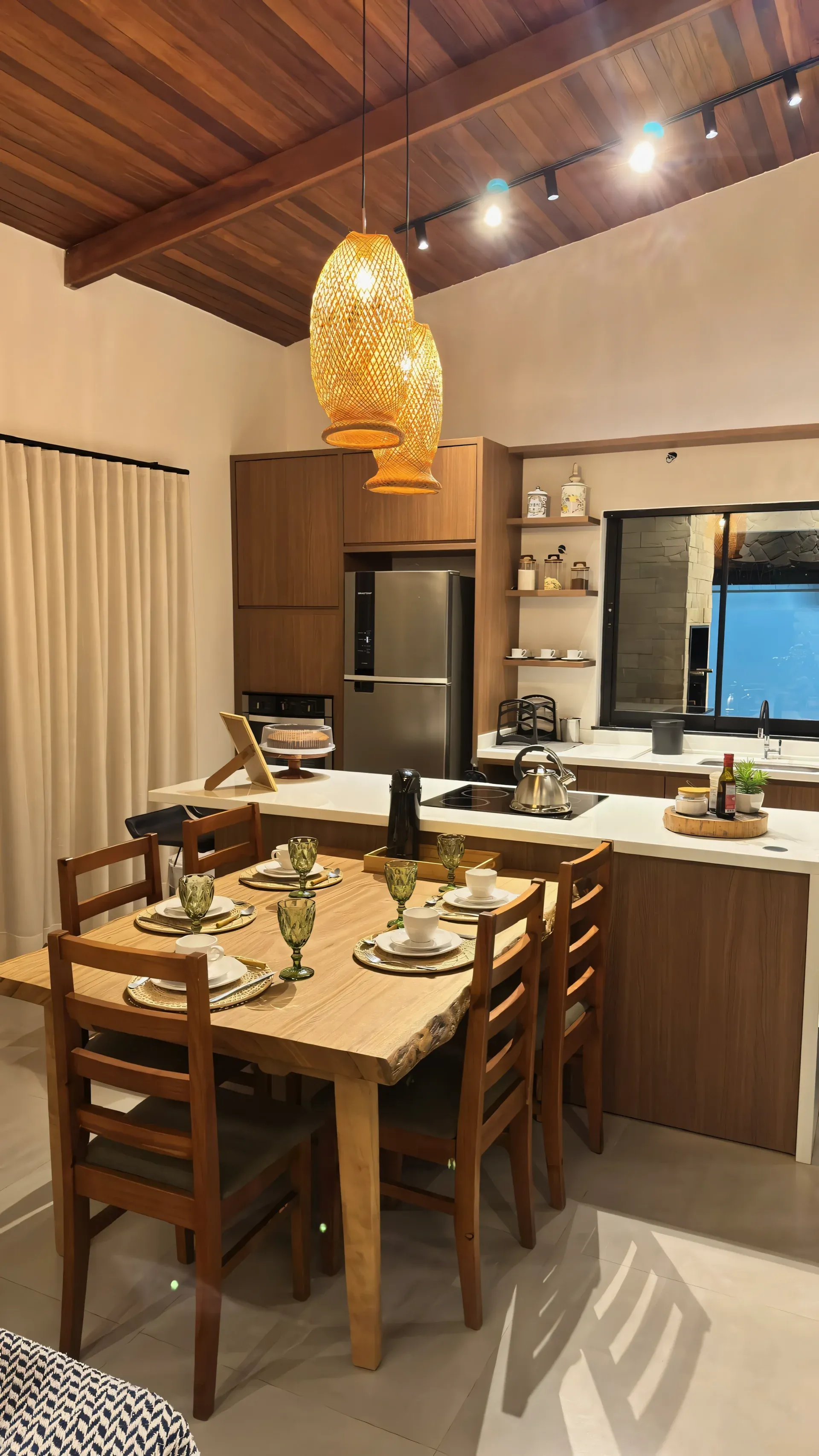 Cozinha com mesa de jantar